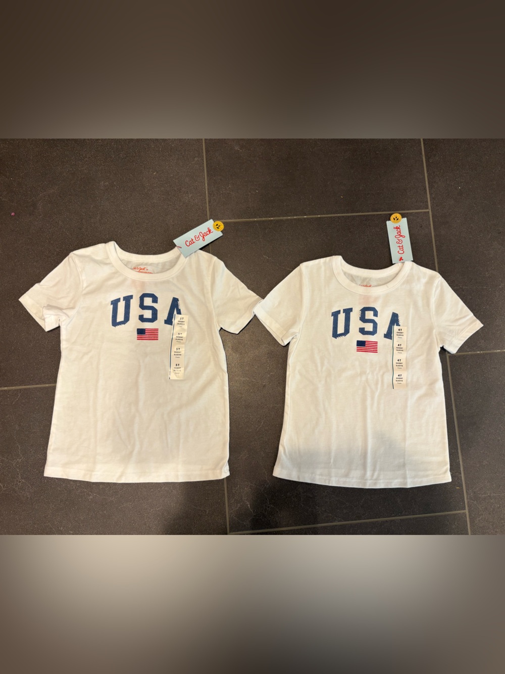 Cat & Jack White 'USA' Graphic Kids Short Sleeve Tee